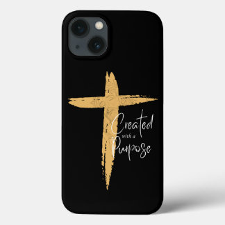 Gold Cross met Jezus Creëer met een doel iPhone 13 Hoesje