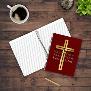 Gold Cross met Salvation Words Notitieboek
