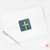 Gold Cross op Blue Background Sticker (Envelop)
