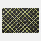 Gold Cross Pattern op Black Kitchen Towels Theedoek (Horizontaal)