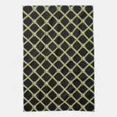 Gold Cross Pattern op Black Kitchen Towels Theedoek (Verticaal)