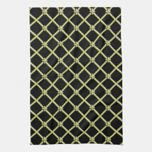 Gold Cross Pattern op Black Kitchen Towels Theedoek (Verticaal)
