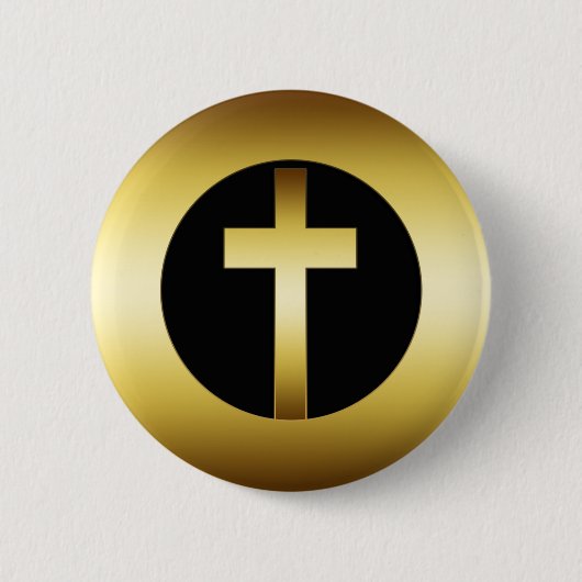GOLD CROSS RONDE BUTTON 5,7 CM (Voorkant)