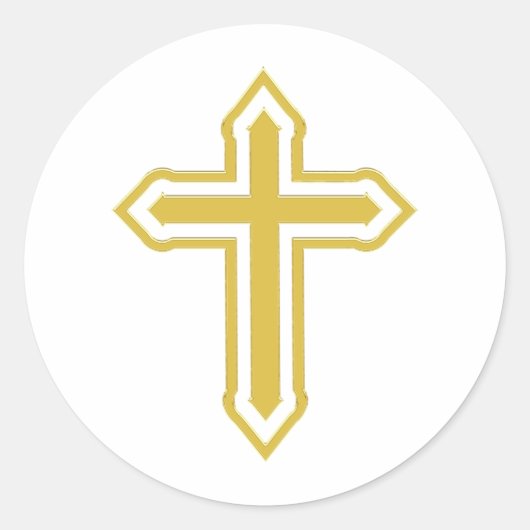 Gold Cross Ronde Sticker (Voorkant)
