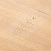 Gold Cross Script Typografie Chic Elegant Doopsel Acryl Uitnodigingen (Laagn)