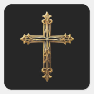 Gold Cross Vierkante Sticker