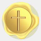 Gold Cross Wax Seal klassieke round sticker (Voorkant)