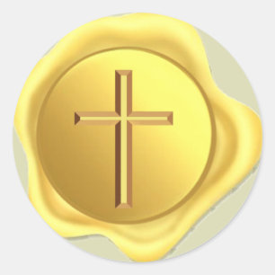 Gold Cross Wax Seal klassieke round sticker