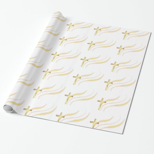 Gold Cross-Wrapping Paper Cadeaupapier (Uitgerold)