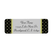 Gold Crosses Pattern on Black Custom Address Label (Voorkant)