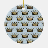 Gold Crown Blue Baby Boy Geboorteaankondiging Keramisch Ornament (Achterkant)