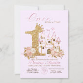 Gold Crown Castle Princess 1e verjaardag Invi Kaart (Voorkant)