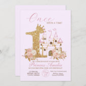 Gold Crown Castle Princess 1e verjaardag Invi Kaart (Voorkant / Achterkant)