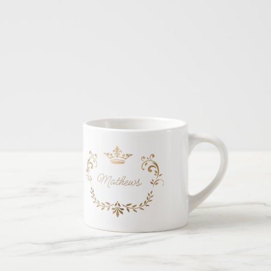Gold Crown Crest Personalized Espresso Cup Kop (Rechts)