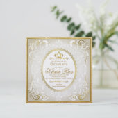 Gold Crown, Elégant, Quinceanera Invitation (Debout devant)