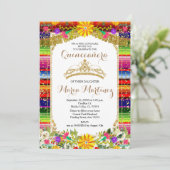 Gold Crown Mexique Floral Quinceañera Invitation (Debout devant)