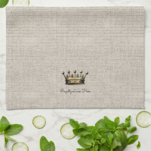  Gold Crown Natuurlijke Linnen Chic Royalty Fun Theedoek