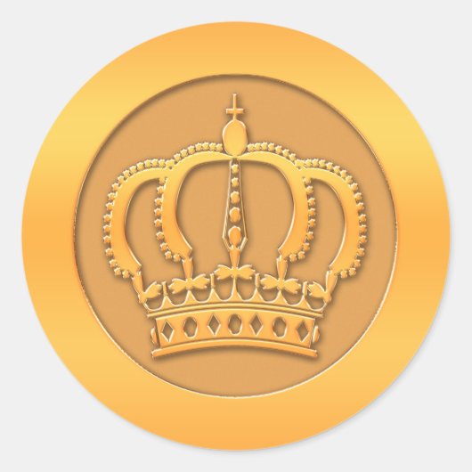 Gold Crown Ronde Sticker (Voorkant)