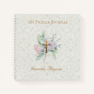 Gold Crucifix Bloemen Lagen Publicatieblad Notitieboek