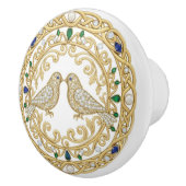 Gold Crystal Birds faux 2D graphic gemstones Keramische Knop (Rechts)