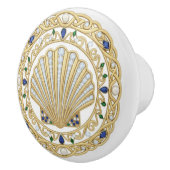 Gold Crystal Seashell Shell 2D graphic gemstones Keramische Knop (Rechts)