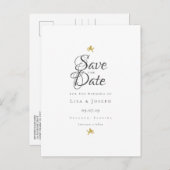 Gold Cupids Elegant Script Save the Date Aankondigingskaart (Voorkant / Achterkant)