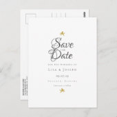 Gold Cupids Elegant Script Save the Date Briefkaart (Voorkant / Achterkant)