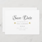 Gold Cupids Elegant Script Save the Date Kaart (Voorkant / Achterkant)