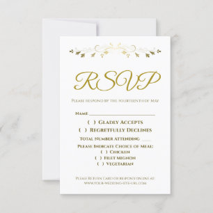 Gold Curly Filigree Bordure élégant mariage RSVP