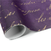 Gold Cursive on Deep Paars Cadeaupapier (Rol Hoek)
