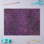 Gold Cursive on Deep Paars Decoupage Tissuepapier (Craft)