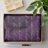 Gold Cursive on Deep Paars Decoupage Tissuepapier (Geschenk)