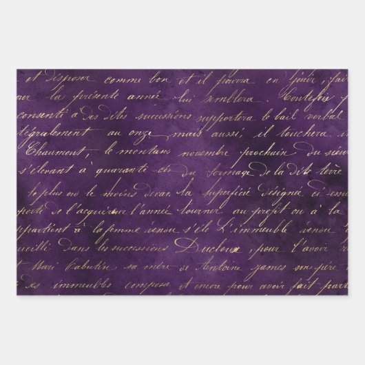 Gold Cursive on Deep Paars Inpakpapier Vel (Voorkant)