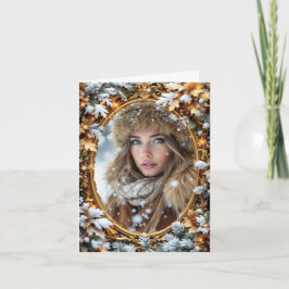 Gold Custom Image Winter Frame Kaart