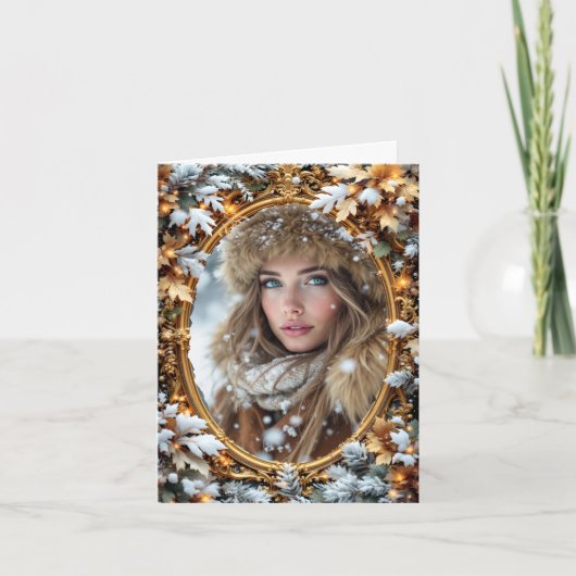 Gold Custom Image Winter Frame Kaart (Voorkant)