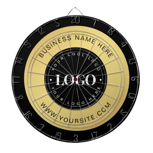 Gold Custom Logo & Text Company Business Branded Dartbord (Voorkant)