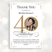 Gold Custom Photo 40e Carte de remerciements anniv