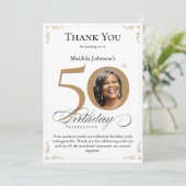 Gold Custom Photo 50e Carte de remerciements anniv (Debout devant)