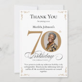 Gold Custom Photo 70e Carte de remerciements anniv (Devant)