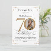 Gold Custom Photo 70e Carte de remerciements anniv (Debout devant)