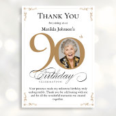 Gold Custom Photo 90e Carte de remerciements anniv