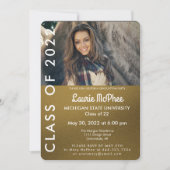 Gold Custom Photo Afstuderen Invitation Kaart (Voorkant)