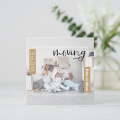 Gold Custom Photo Moving Announding Kaart (Staand voorkant)