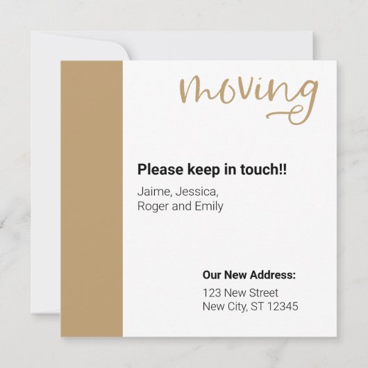 Gold Custom Photo Moving Announding Kaart (Achterkant)