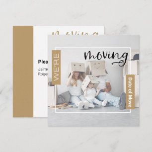 Gold Custom Photo Moving Announding Kaart
