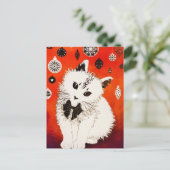 Gold Cute Cat Winter Kerstmis Baubles Briefkaart (Staand voorkant)