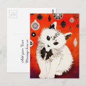 Gold Cute Cat Winter Kerstmis Baubles Briefkaart (Voorkant / Achterkant)