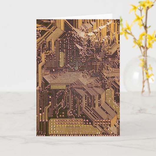 Gold Cyber Circuit Board Tech Art Electronics Kaart (Gele Bloem)