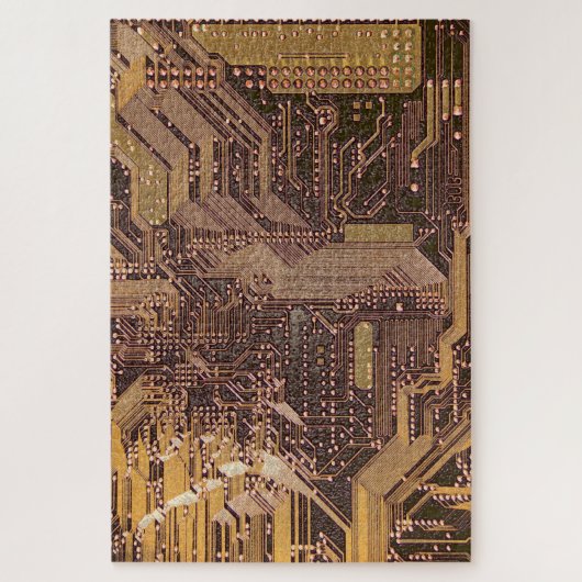 Gold Cyber Circuit Board Tech Art Electronics Legpuzzel (Verticaal)