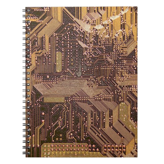 Gold Cyber Circuit Board Tech Art Electronics Notitieboek (Voorkant)